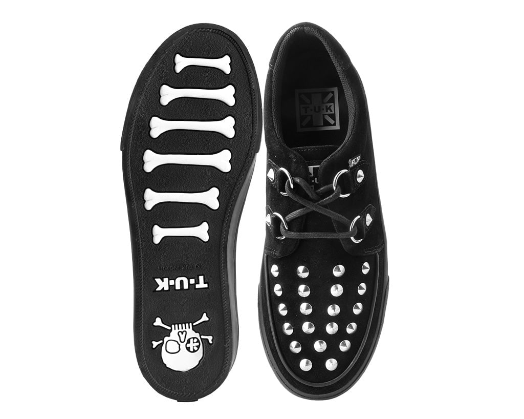 Shops black studded trainers