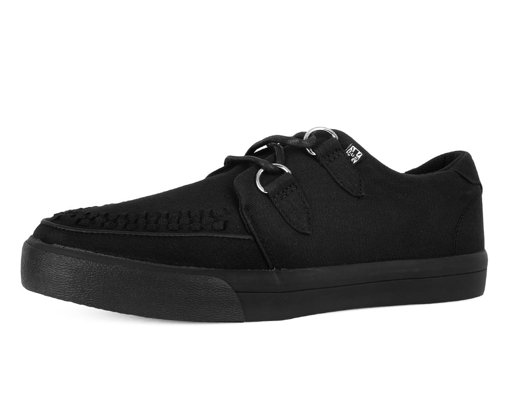 Black Basic Twill Vegan Sneakers D-Ring