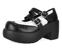 Black & White Brogue Bubble Mary Jane