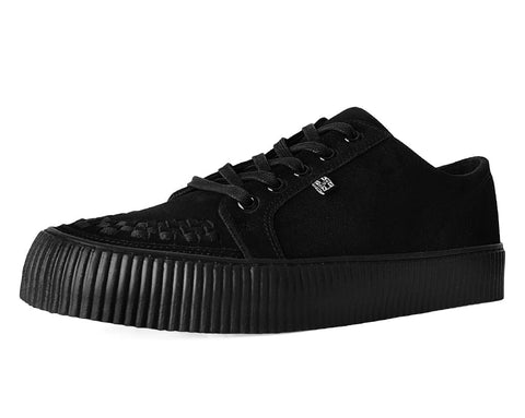 Black Suede Lace-Up Creeper Sneaker
