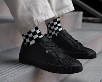 Black Leather Lace-Up Creeper Sneaker