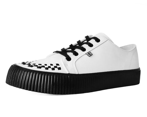 White Leather Lace-Up Creeper Sneaker