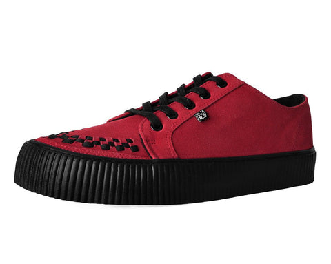 Red Suede Lace-Up Creeper Sneaker