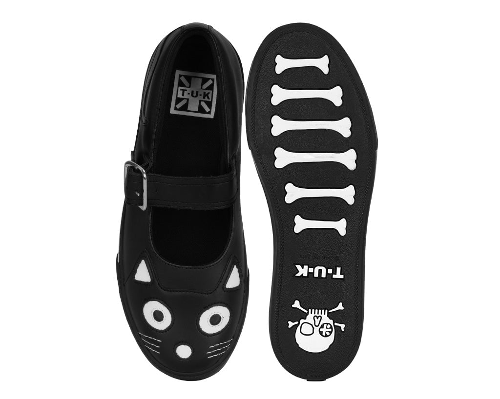 TUK shoes T.U.K. Kitty Cat Face TUKskin Viva Low Maryjanes 2024 Mary Janes Vegan