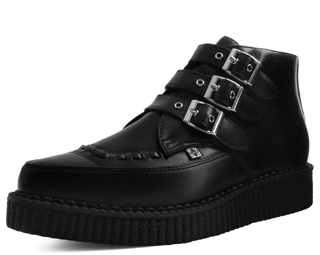 Black TUKskin™ 3-Buckle Pointed Creeper Boot