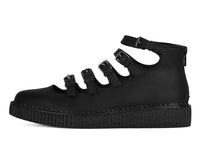 Black TUKskin™ Multi-Strap Pointed Mary Jane Creeper