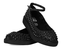 Black Spiked Pointed Ballet Ankle Strap Creeper