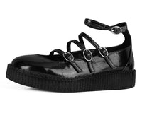 Black Crinkle Patent Multi-Strap Viva Low Mary Jane