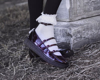 Burgundy Crinkle Patent Multi-Strap Viva Low Mary Jane