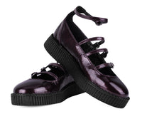 Burgundy Crinkle Patent Multi-Strap Viva Low Mary Jane