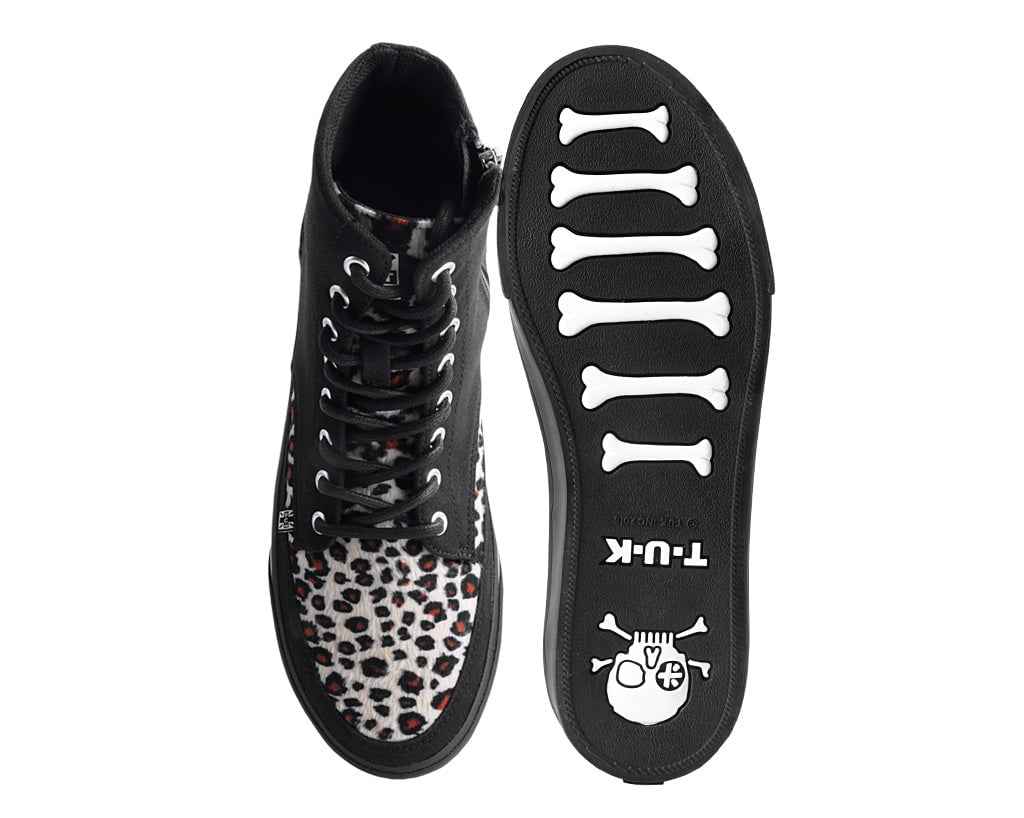 Black Canvas & Leopard 8-Eye Sneaker Boot