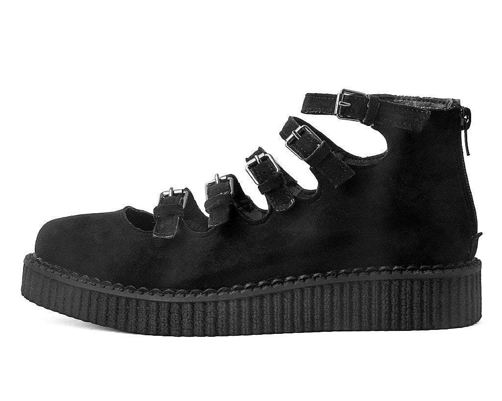 Black Multi-Strap Platform Mary Janes Chunky Heels Almond Toe Buckle Dress Shoes Size 9.5