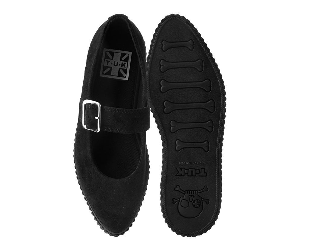 A9768L Black Vegan 5-Loop Ribbon Mary Jane Shoes