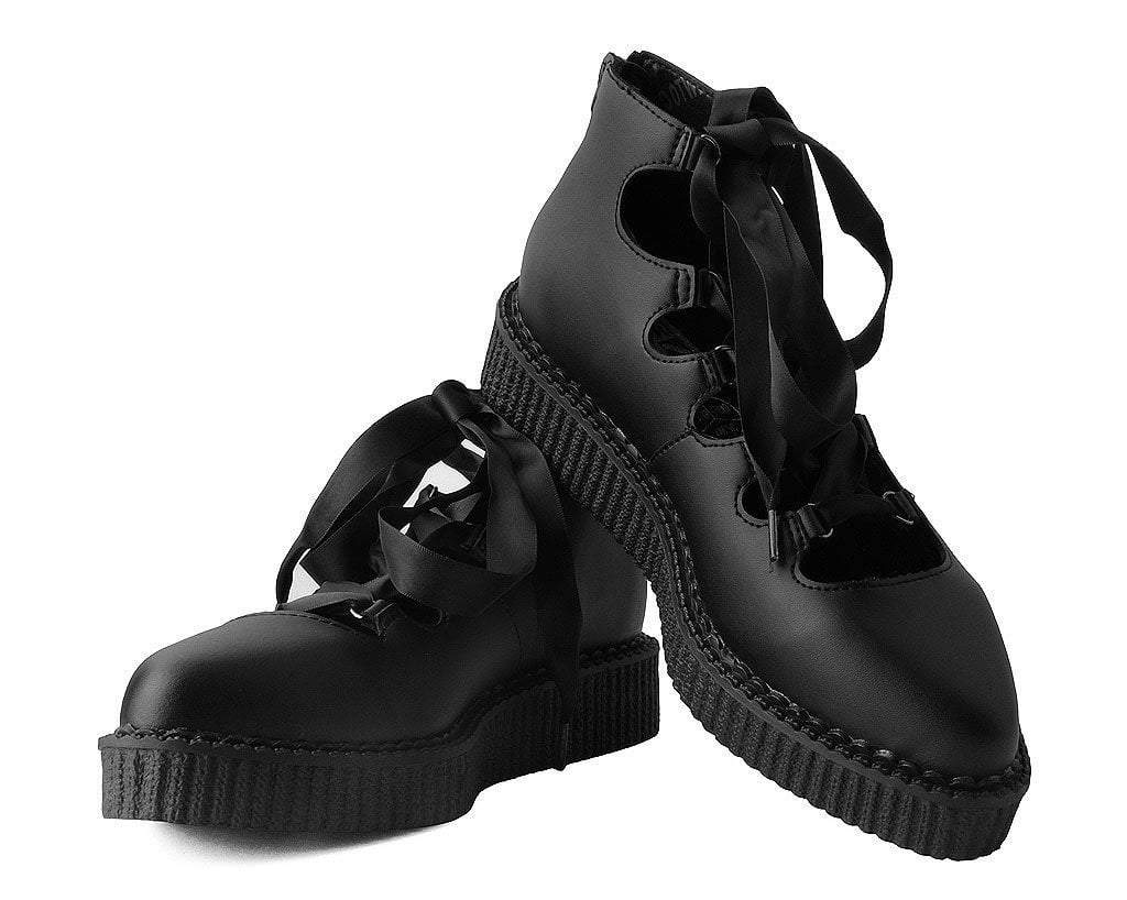 A9768L Black Vegan 5-Loop Ribbon Mary Jane Shoes