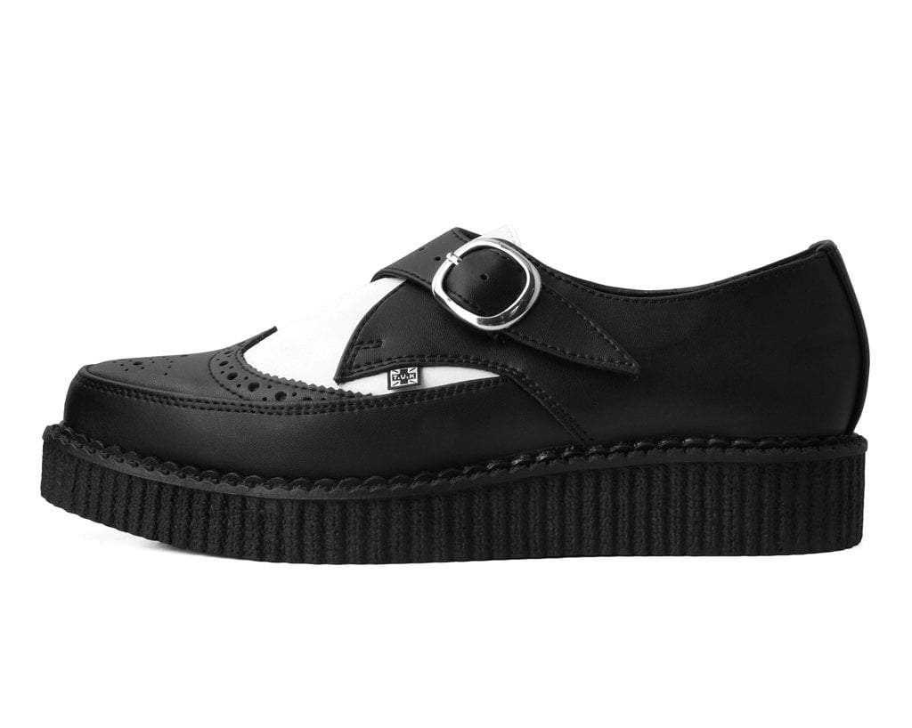 T.U.K. - Doubledecker Creeper Black/White Tukskin - Sapatos de Mulher