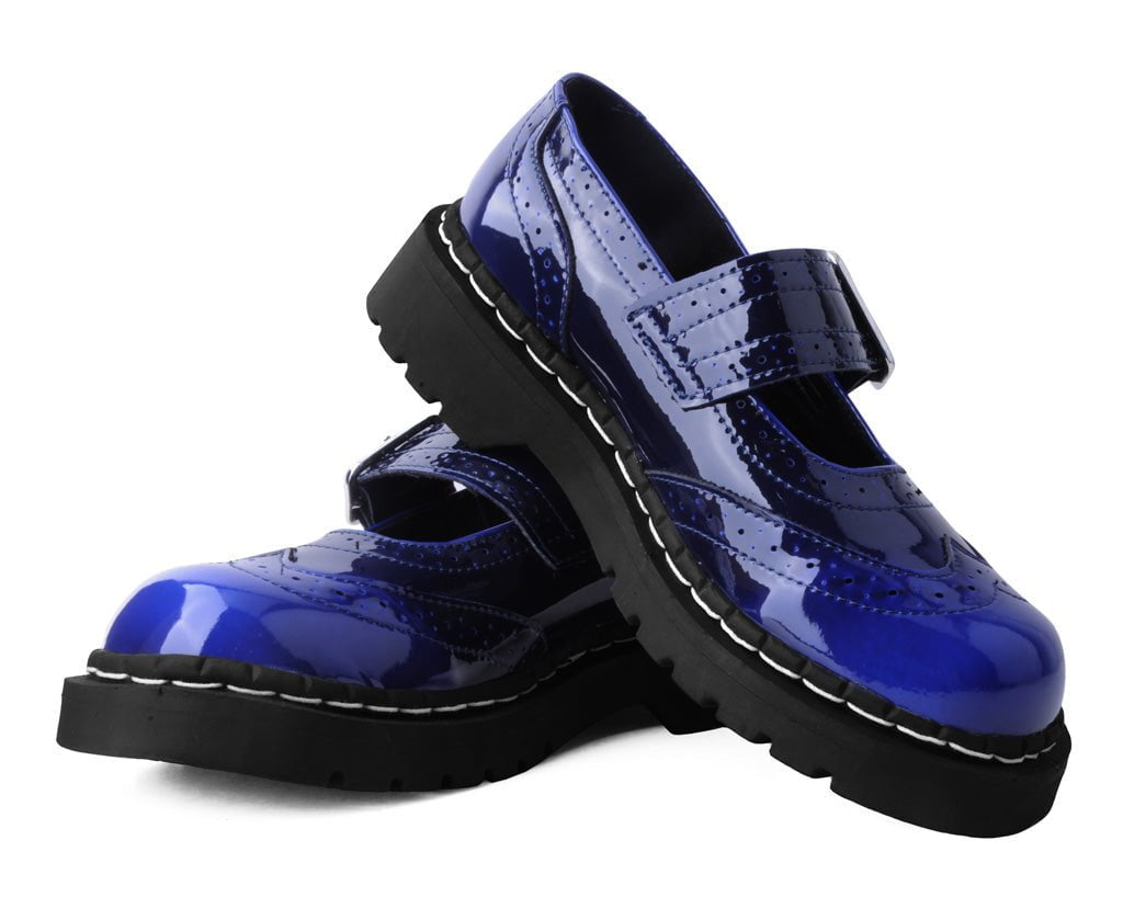 Blue leather clearance mary jane shoes