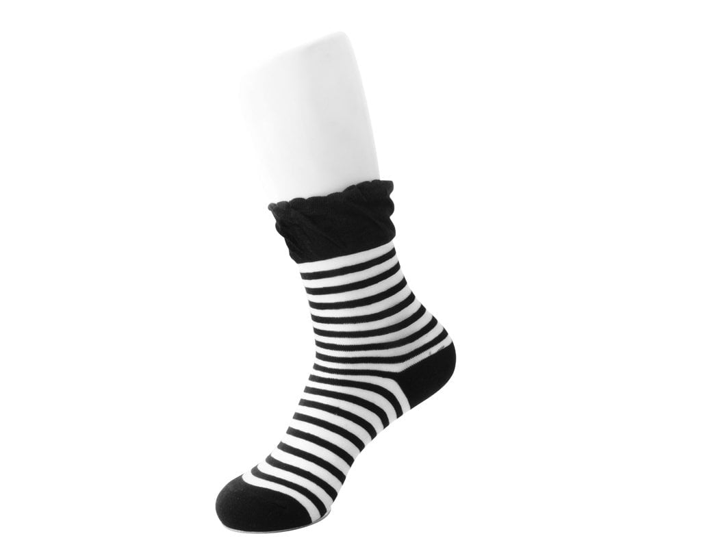 MADE IN USA – Women's Striped Socks (S/M) – Black + White