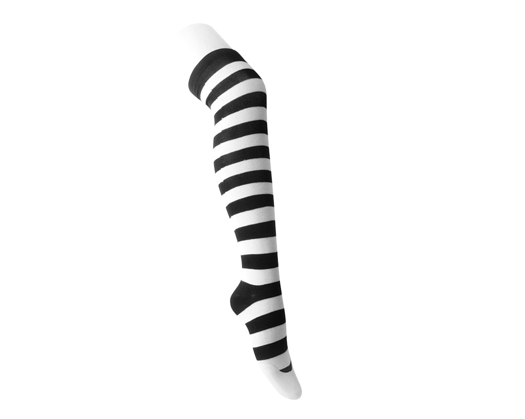 Black and White Knee-high Striped Socks