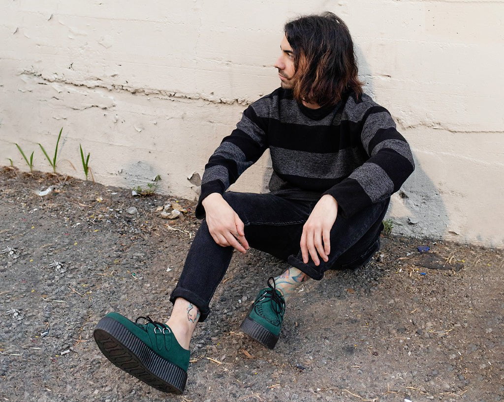 Midnight Blue Velvet Viva Low Sole Vegan Creepers – T.U.K.