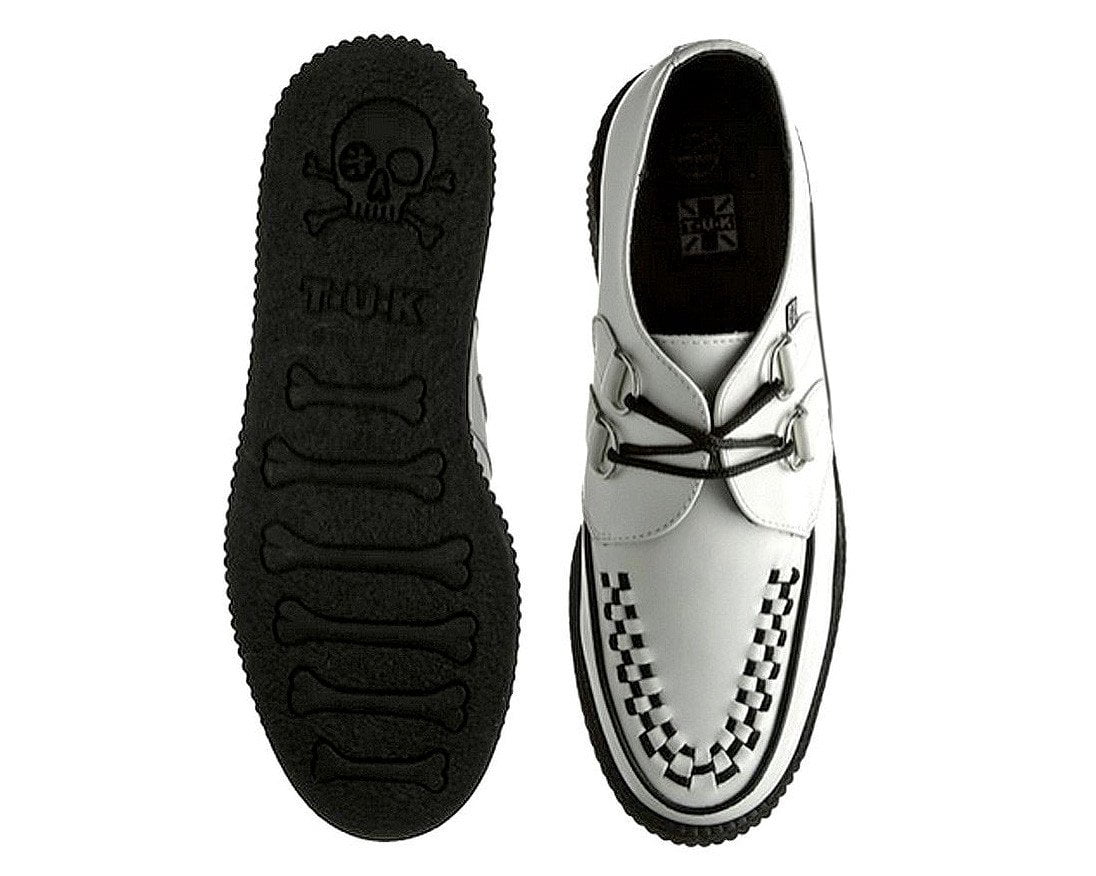 T.U.K. - Doubledecker Creeper Black/White Tukskin - Sapatos de Mulher